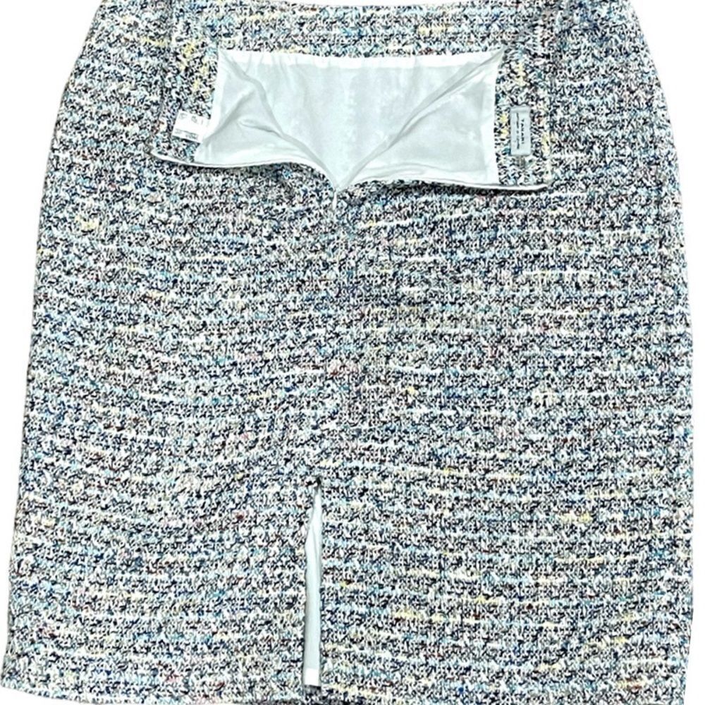 Tahari Multi Color Textured Lined Midi Skirt - image 6